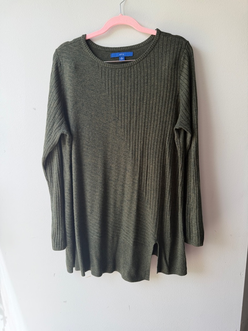 Apt. 9 Olive Green Women’s Mixed-Rib Crewneck Sweater Size XL - Picture 3 of 4
